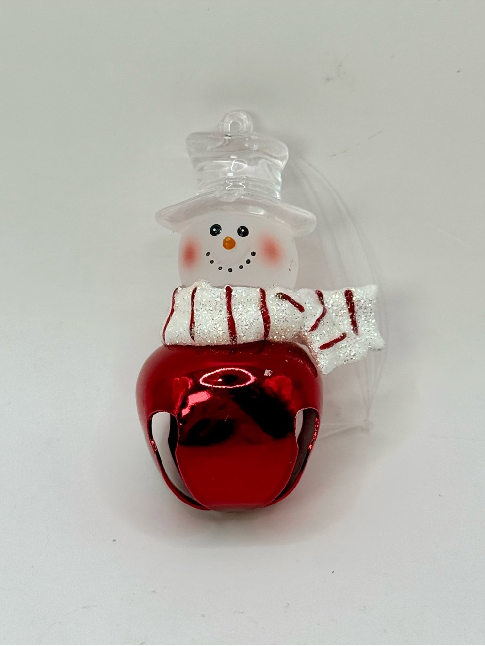 Jingle Buddies Glass Snowman Jingle Bell Christmas Ornament 2.5”